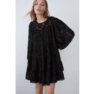 ZARA Voluminous Textured Weave Dress NWOT